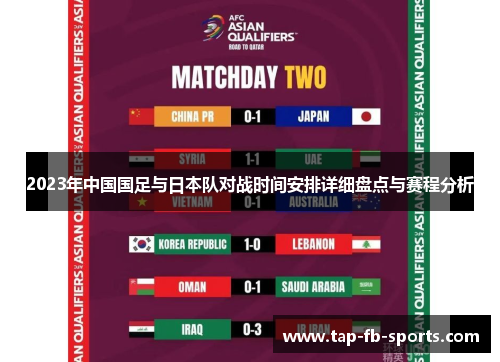 2023年中国国足与日本队对战时间安排详细盘点与赛程分析